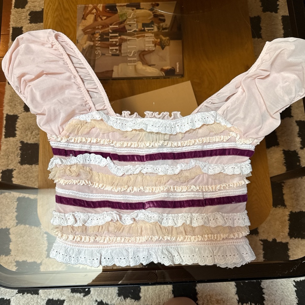Pink and Purple Ruffle Top